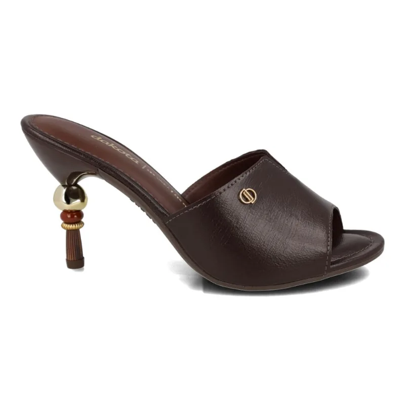 Tamanco Dakota Salto Alto Decorativo Feminino Marrom 37