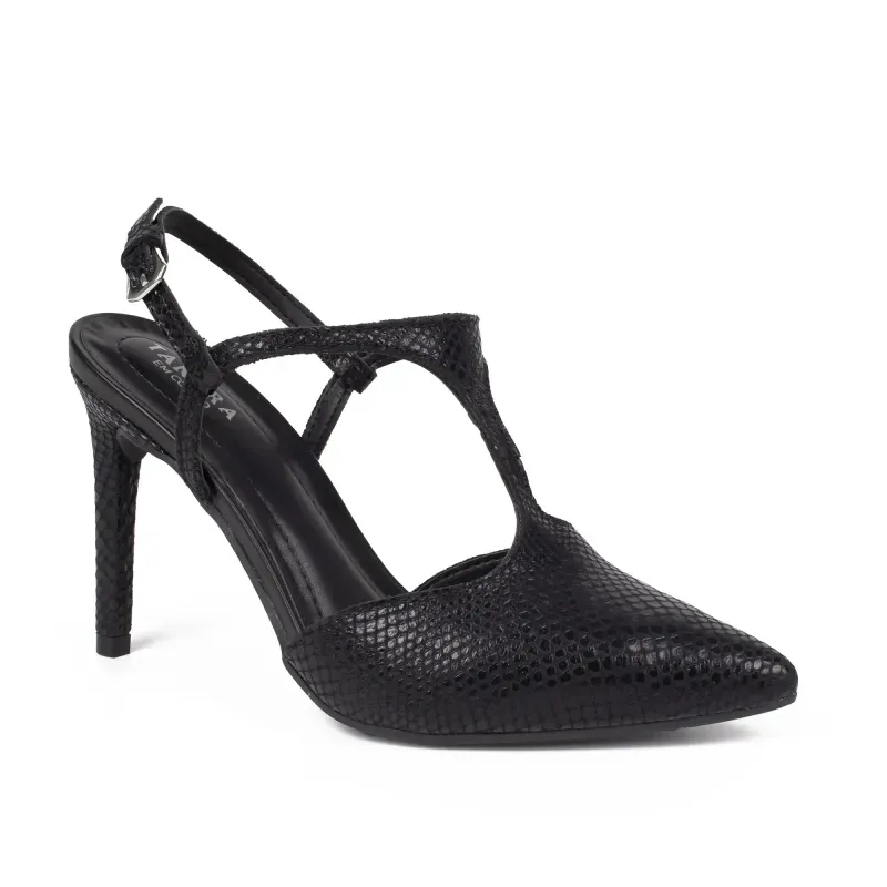 Scarpin Slingback Tanara Couro Feminino Preto 36