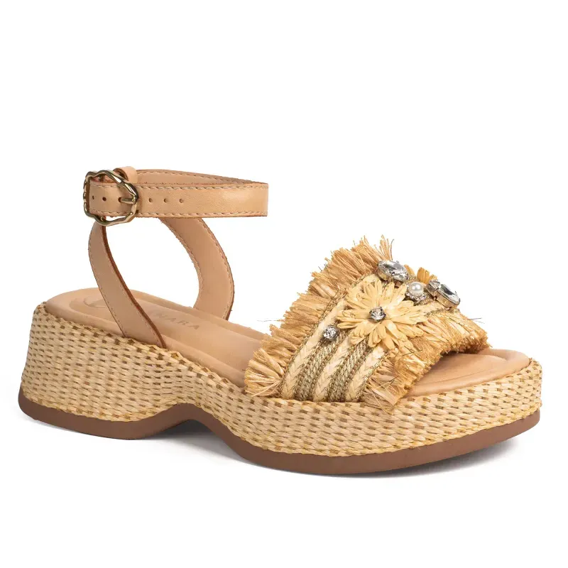 Sandália Tanara Flatform Feminina Bege 36