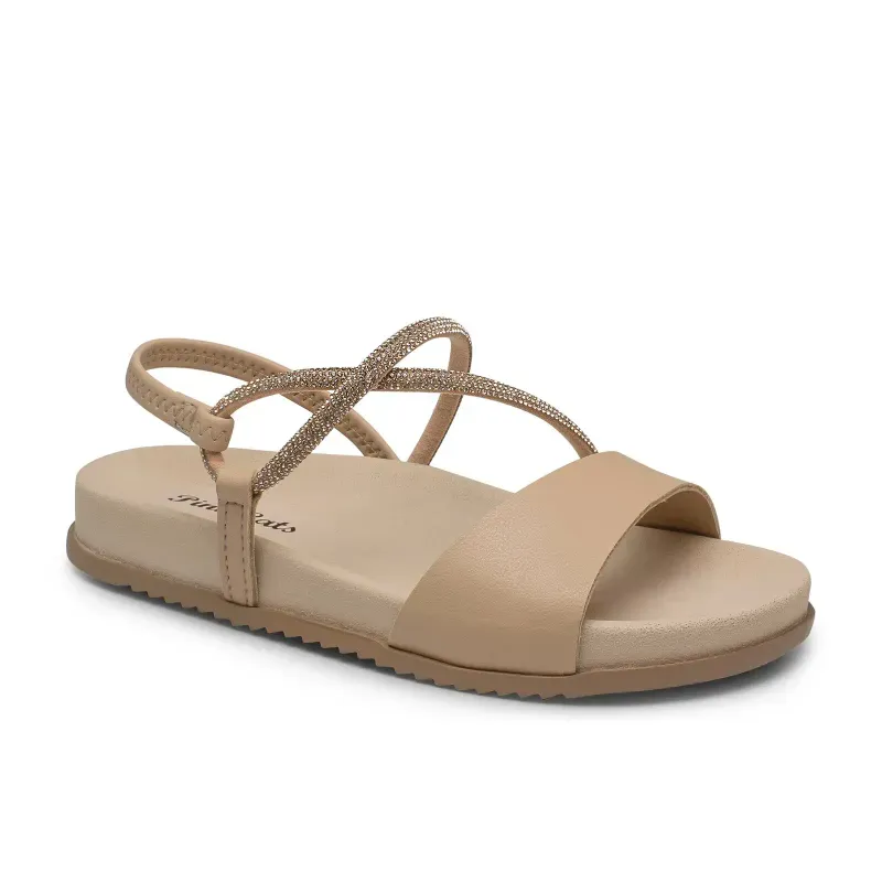 Sandália Pink Cats Flatform Menina Bege 27
