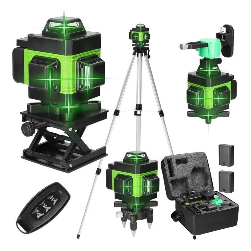 3x Kit Nível A Laser Verde 12 Linhas Esquadro + Suporte + Tr
