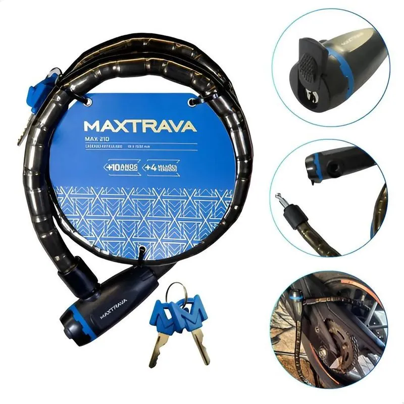 2x Cadeado Tranca Articulado 18mm 1,2m Aço Reforçado Moto Bi