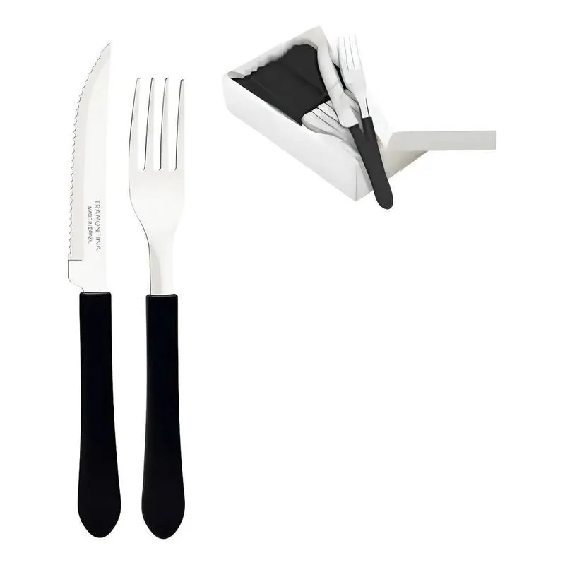 Kit Restaurante 6 Garfos + 6 Facas 12 Talheres Tramontina