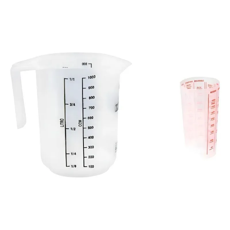 Jarra Medidora + Copo Medida Graduado Plastico Cor Branco