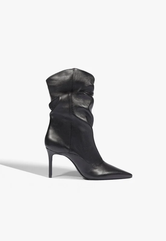 Maryana Slouch Leather Bootie 6.5 / Black / Leather