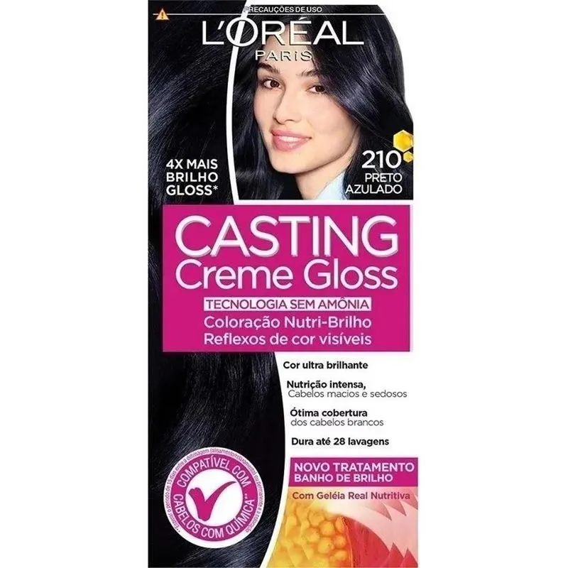 2x Tintura L'oréal Casting Casting Creme Gloss Tom 210 Preto