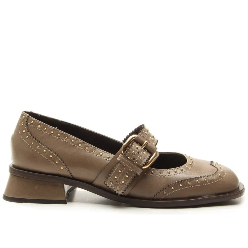 Sapatilha Vicenza Lais Bege Couro Microtachas SMOKED - WILLOW - 38