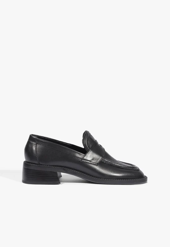 Renee Leather Loafer Flat 9.5 / Black / Leather