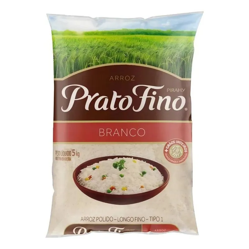 5x Arroz Branco Tipo 1 Prato Fino Pacote 5kg