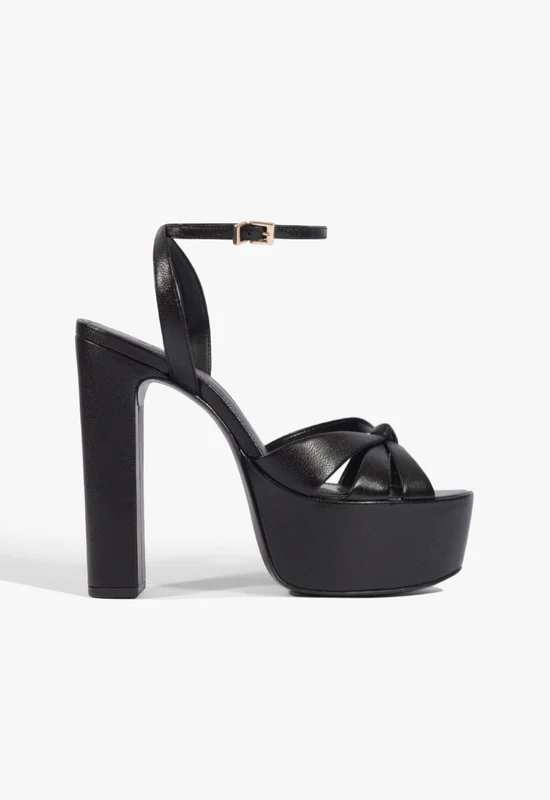 Carmen Platform Leather Sandal 7.5 / Black / Leather