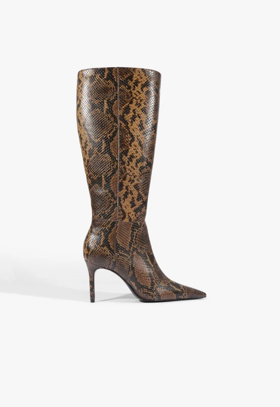 Mikki Up Leather Boot 8 / Animal Print / Snake