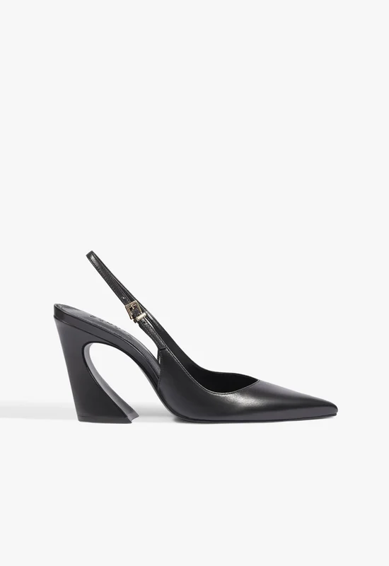 Lexi Sling Block Leather Pump 10.5 / Black / Leather