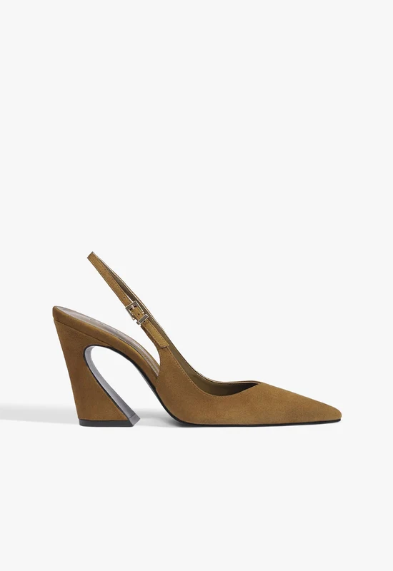 Lexi Sling Block Leather Pump 8 / Dried Olive / Leather