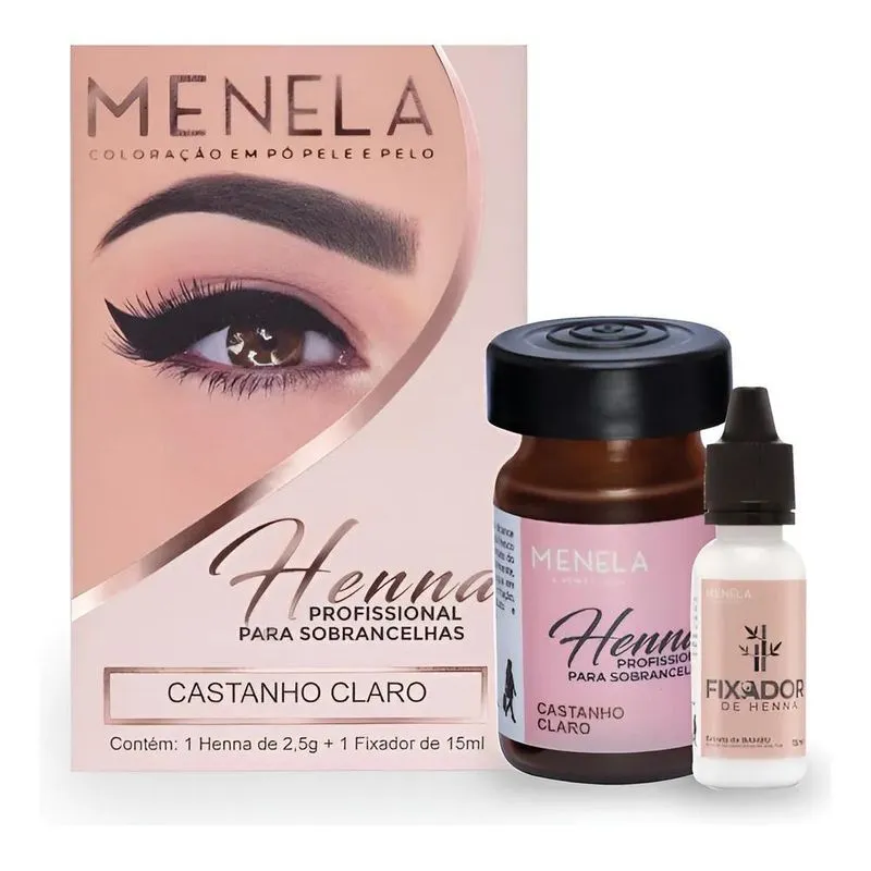 Menela Henna Sobrancelhas: Cor Intensa &amp; Fi - Castanho Claro
