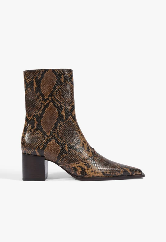 Raffaela Mid Leather Bootie 7 / Animal Print / Snake