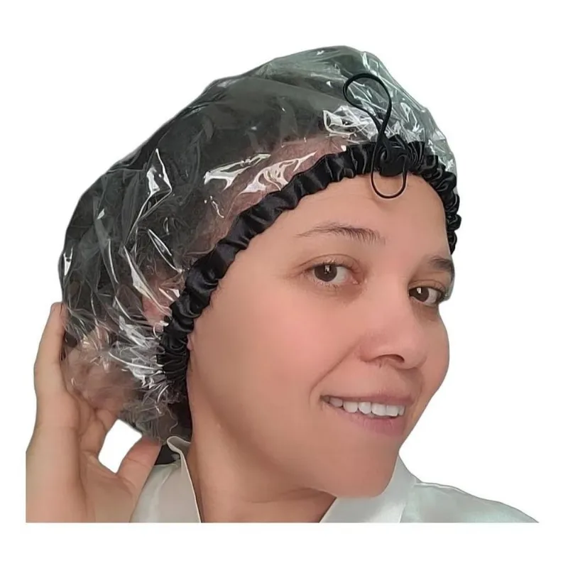 Touca De Banho Ajustável: Cabelos Secos E - Rosa-chiclete O