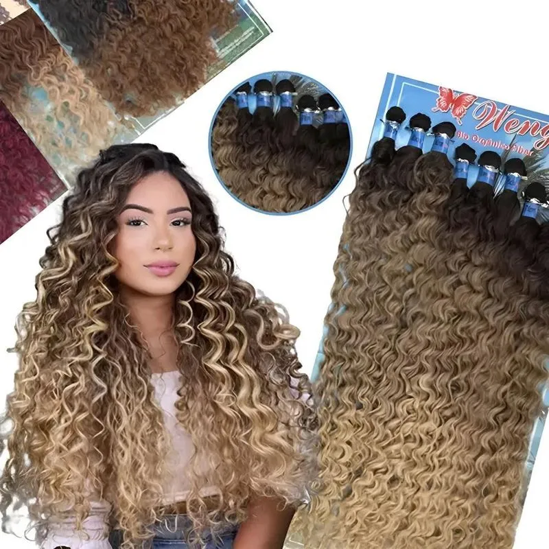 Cabelo Orgânico Cacheado Tela 80cm 3 - Ombre Loiro Claro Tt4