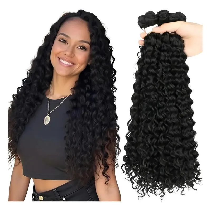 Cabelo Orgânico Cacheado Tela 80cm 320g Weng - Preto Natural