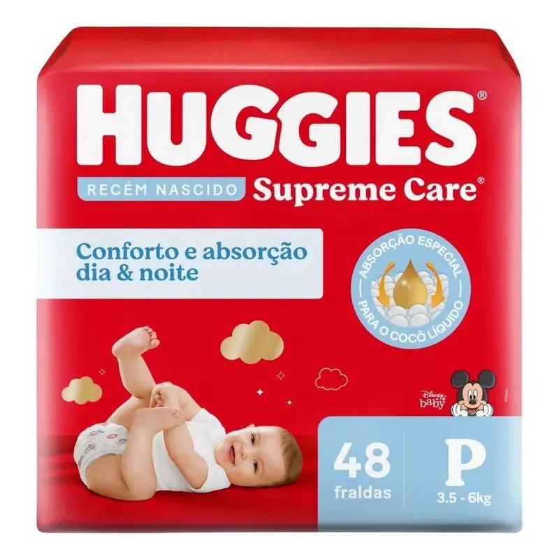 5x Fralda Huggies Supreme Care Tamanho P 48 Un Sem Gênero