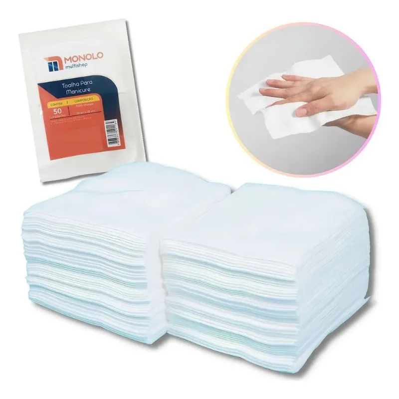 Toalha Descartável Manicure 20x30 Cm Alta Absorção 50 Unidad