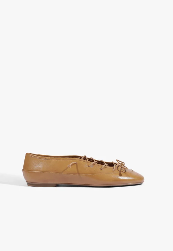 Luisa Leather Ballet Flat 6 / Caramel Shell / Leather