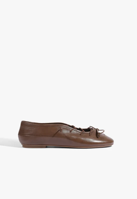 Luisa Leather Ballet Flat 7.5 / Pecan Latte / Leather