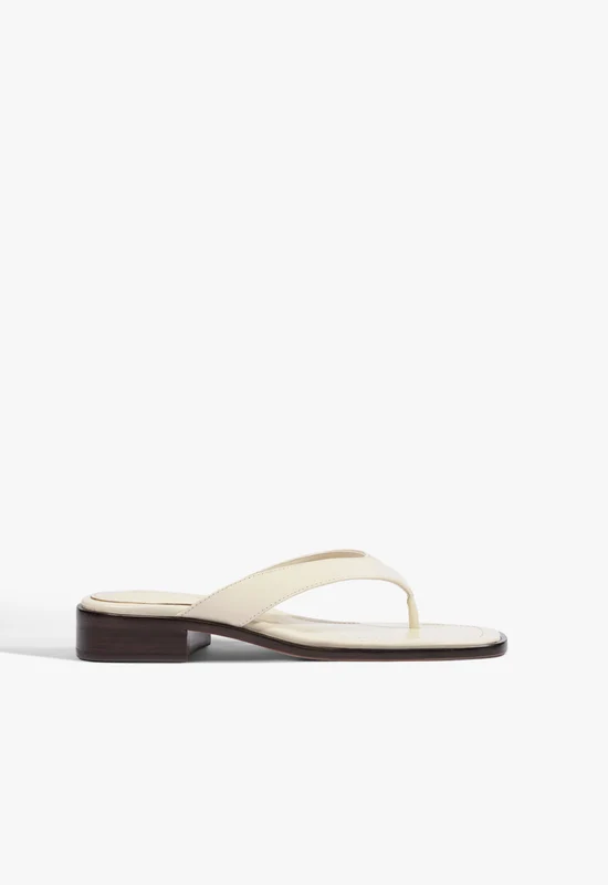 Arya Mid Leather Sandal 6.5 / Egg Shell / Leather