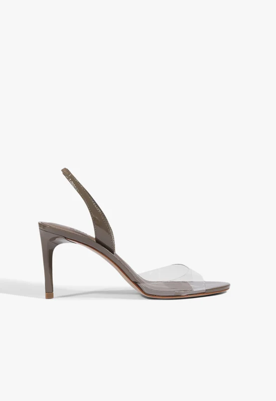 Scarlett Sling Mid Vinyl Patent Sandal 9.5 / Gray Rock / Patent