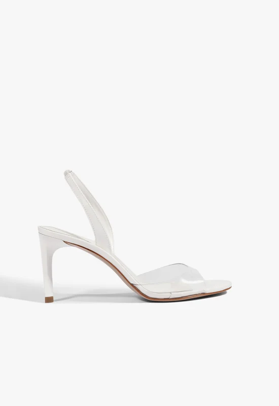 Scarlett Sling Mid Vinyl Patent Sandal 9 / White / Patent