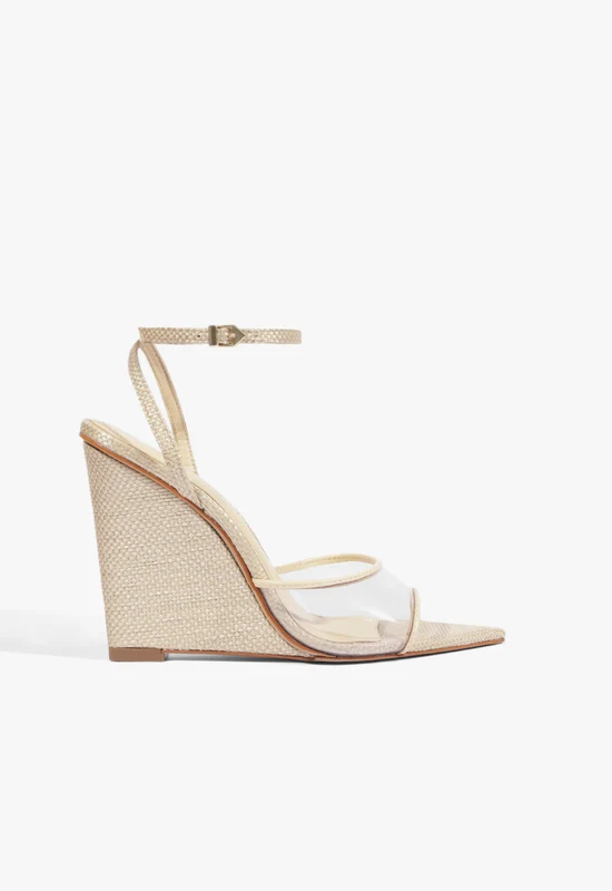 Elodie Vinyl Raffia Wedge Sandal 5 / Natural Nibs / Synthetic