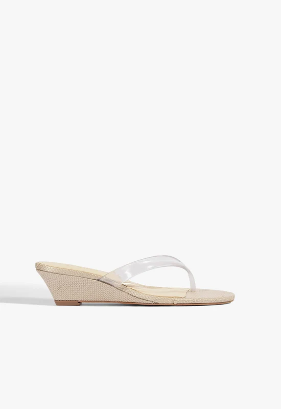Roslyn Raffia Wedge Sandal 7.5 / Beige / Synthetic