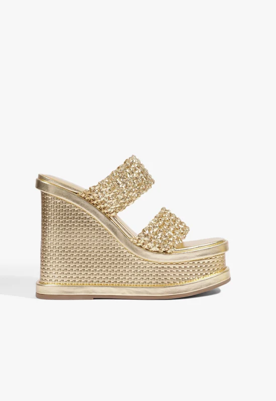 Aberdeen Wedge Sandal 10 / Gold / Synthetic