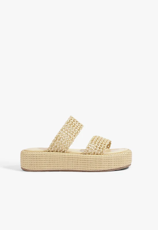 Aberdeen Flatform Sandal 5.5 / Beige / Synthetic