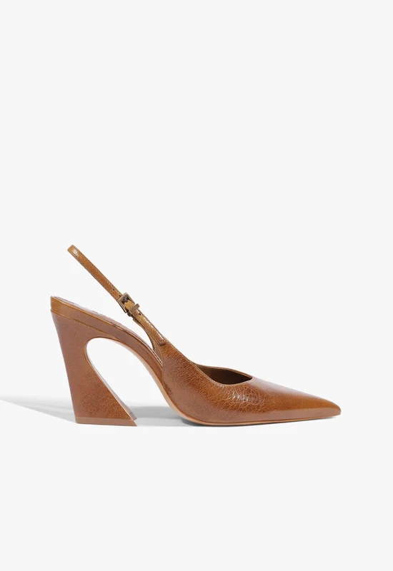 Lexi Sling Block Leather Pump 9 / Brown / Leather