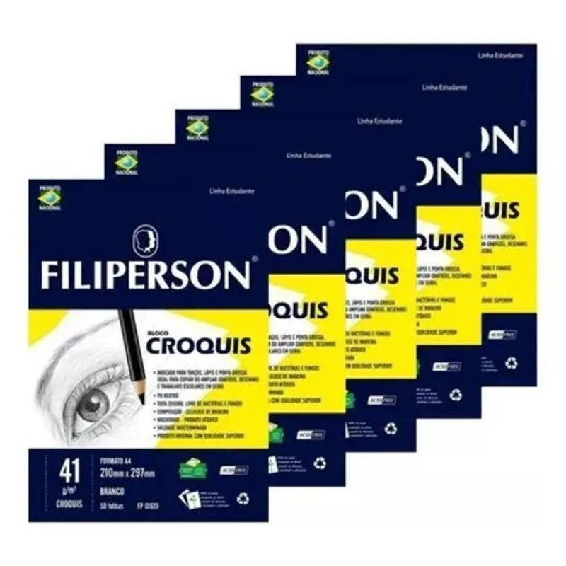 2x Bloco Papel Manteiga Croquis Filiperson A4 41g 5 Blocos