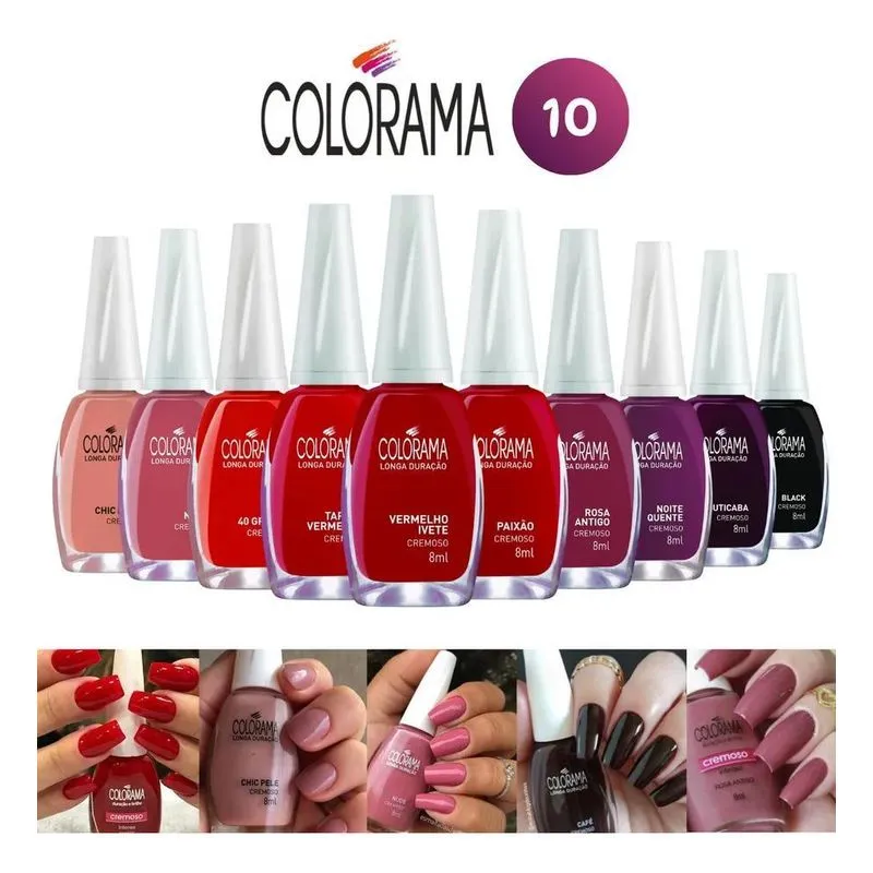 Colorama - Kit 10 Esmaltes Tons Vermelho E Escuro Clássicos