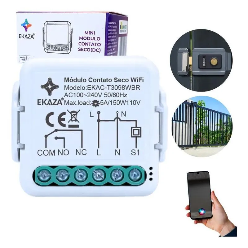 5x Módulo Ekaza Relé Pulso Wifi Portão Garagem Alexa E Googl