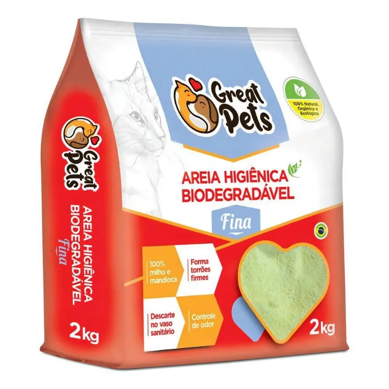 3x Areia Biodegradável De Milho E Mandioca Fina Great Pets 2