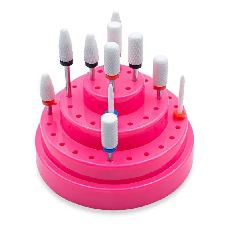 Suporte Para 48 Brocas Cerâmica Unhas Gel Organizador Rosa