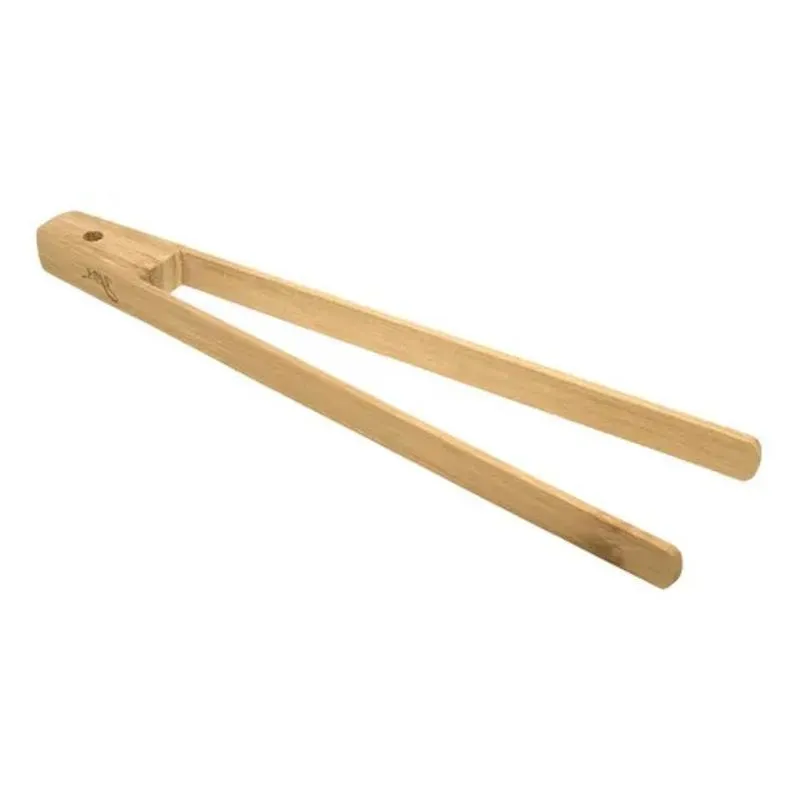 2x Pinça Multiuso Em Bambu Saladas Cozinha Yoi 30 Cm