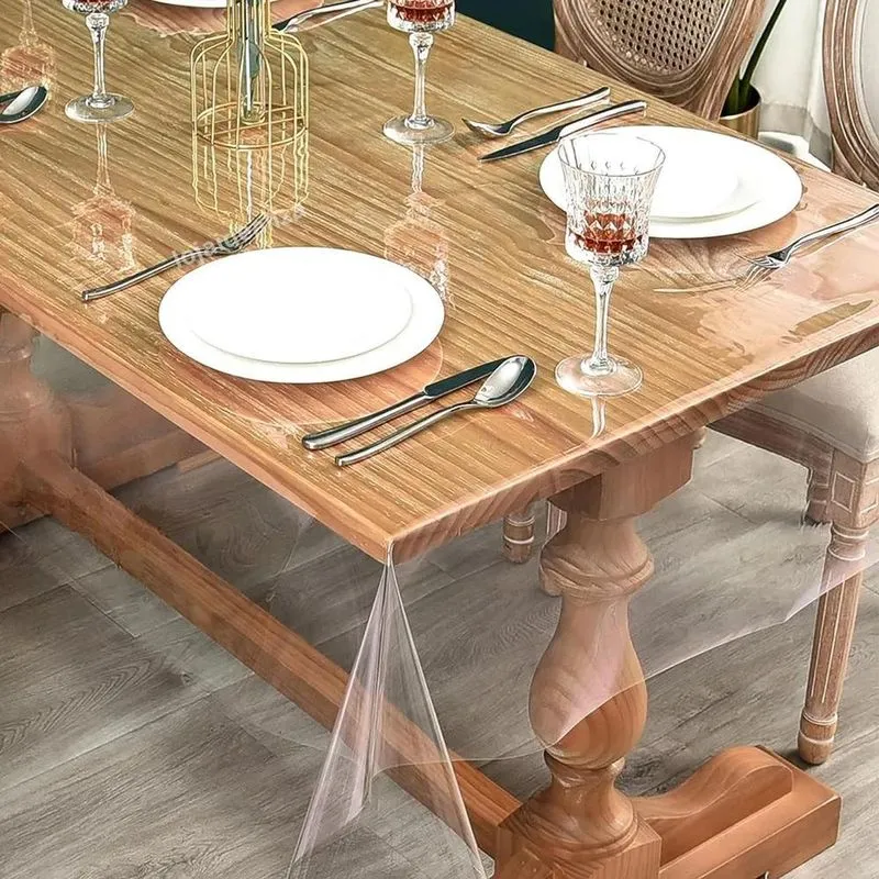 10x Toalha Mesa Plastico Transparente Pvc 1,80x1,40 - 0,15m