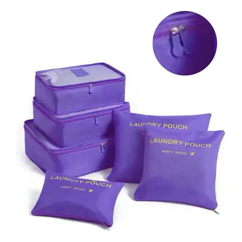 Kit Organizador Mala Viagem Férias 6 Pçs Necessaire 9 C Lilá