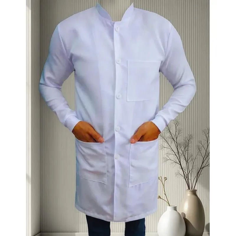 Jaleco Masculino Gola Padre Com Punhos E Bolso Branco Gg