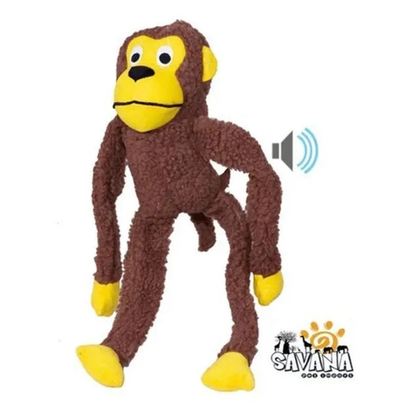 5x Brinquedo Macaquinho Pelúcia Mordedor Apito Cães 40cm Sav