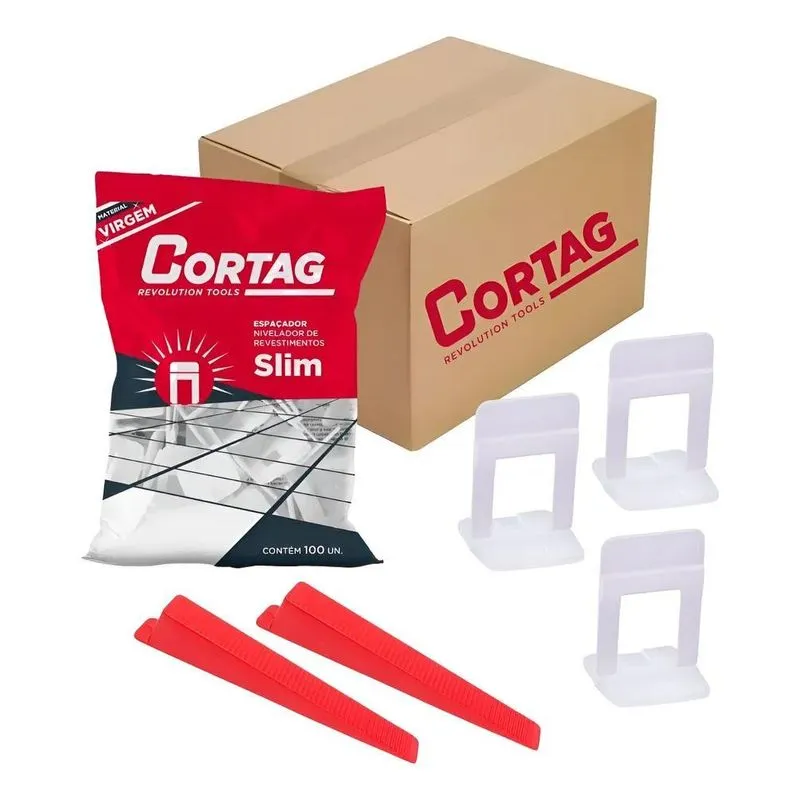 Nivelador Porcelanato Cortag: 500 Clips + 100 Cunha - 2.00mm