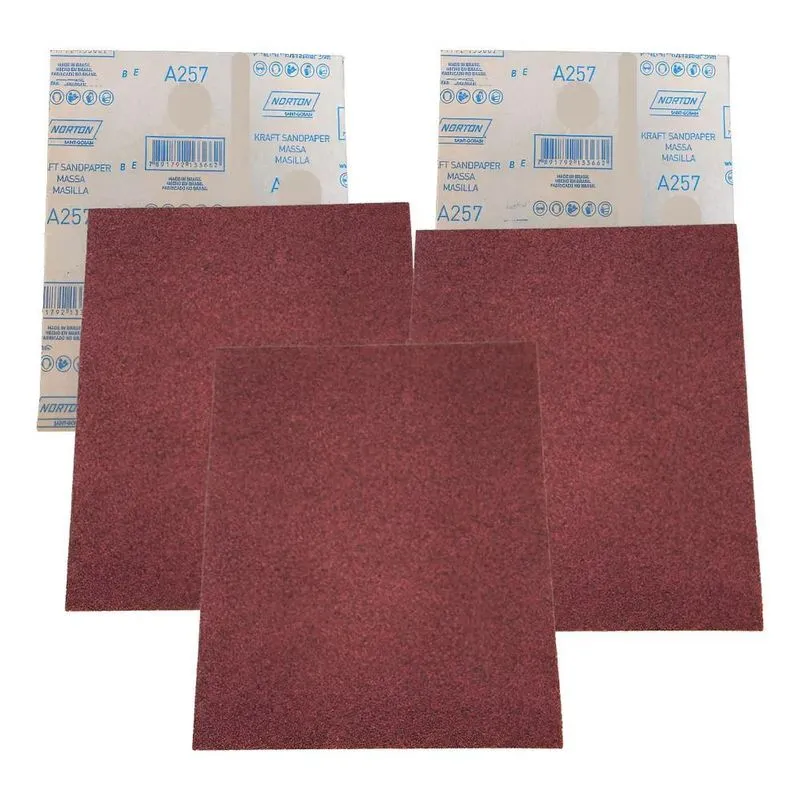 Kit 5 Lixas Massa Parede Norton/Klingspor: Acabamento P - 60
