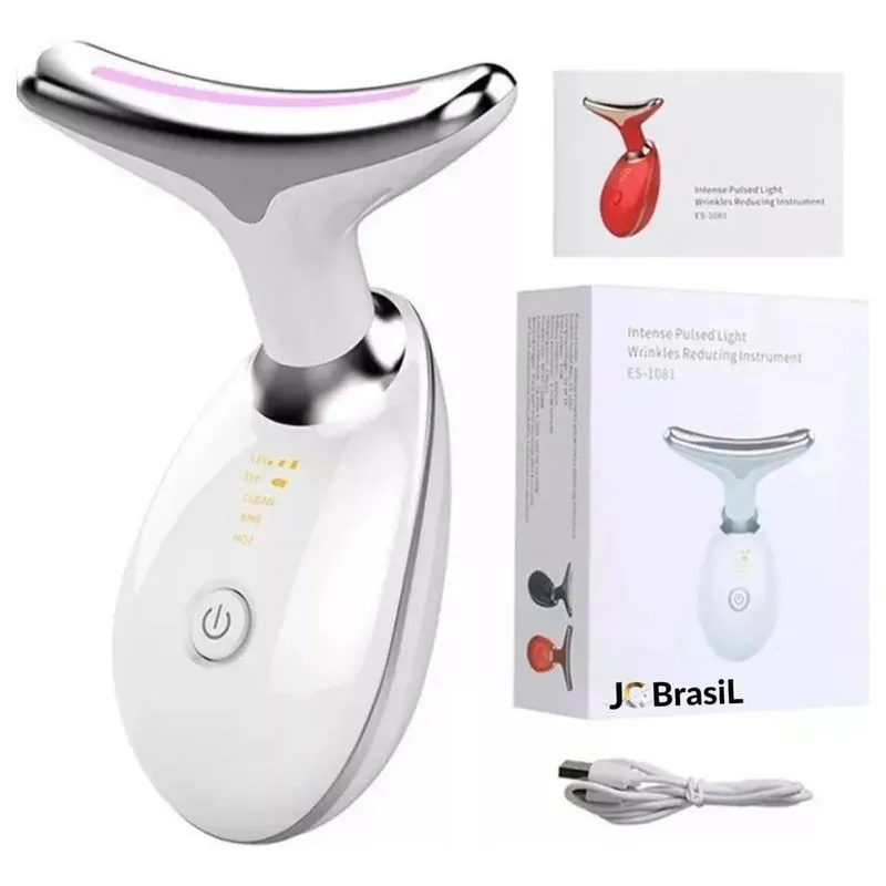 2x Aparelho Tratamento Facial Led Terapia 3 Cores Lift Fotot