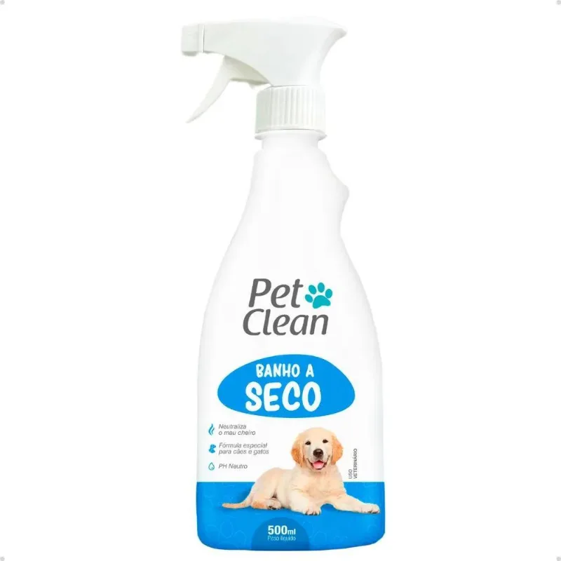 10x Banho A Seco Pet Clean Liquido Para Cães E Gatos 500 Ml