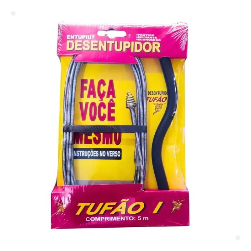 2x Desentupidor Tufão Aço 5m Ralo Pia Tanque Cozinha Banheir