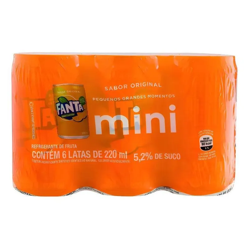 Pack Refrigerante Laranja Fanta Mini Lata 6 Unidades 220ml C